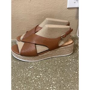 Alex Marie Women’s 9M Sweet Caramel Wedge Espadrille Platform Sandals‎